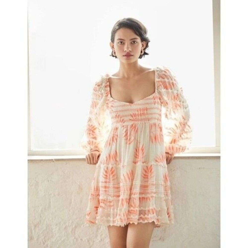 Hemant & Nandita Dream Smocked Babydoll Tiered Mini Dress